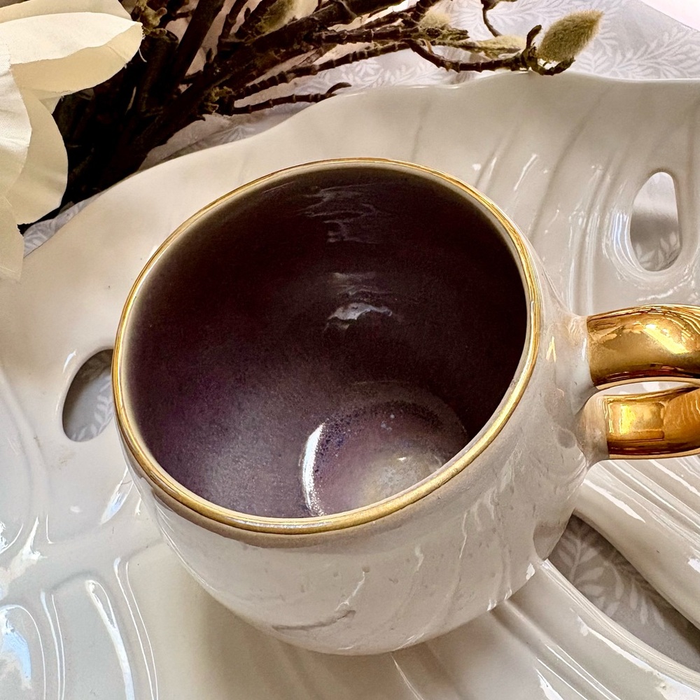 Anthropologie Lavender Speckled Mug with Gold Handle - Picture 2 of 4
